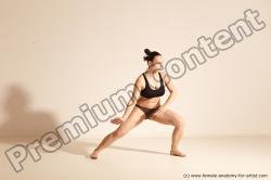 Underwear Martial art Woman White Moving poses Average long colored Dynamic poses Academic